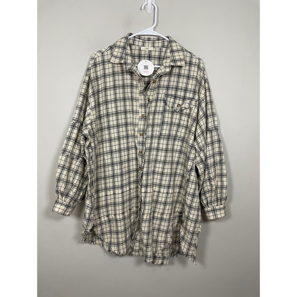 Easel Oversized Plaid Flannel Button Down Size Small Fall Casual Layering Boho